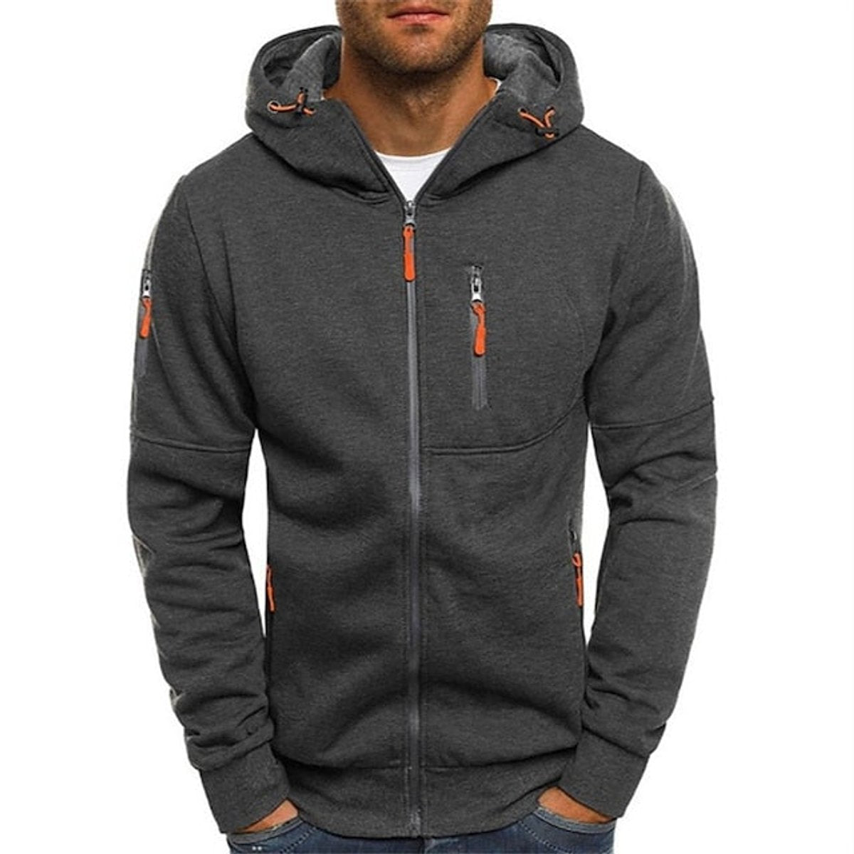Men's Full-Zip Fleece Hoodie – Dark Gray