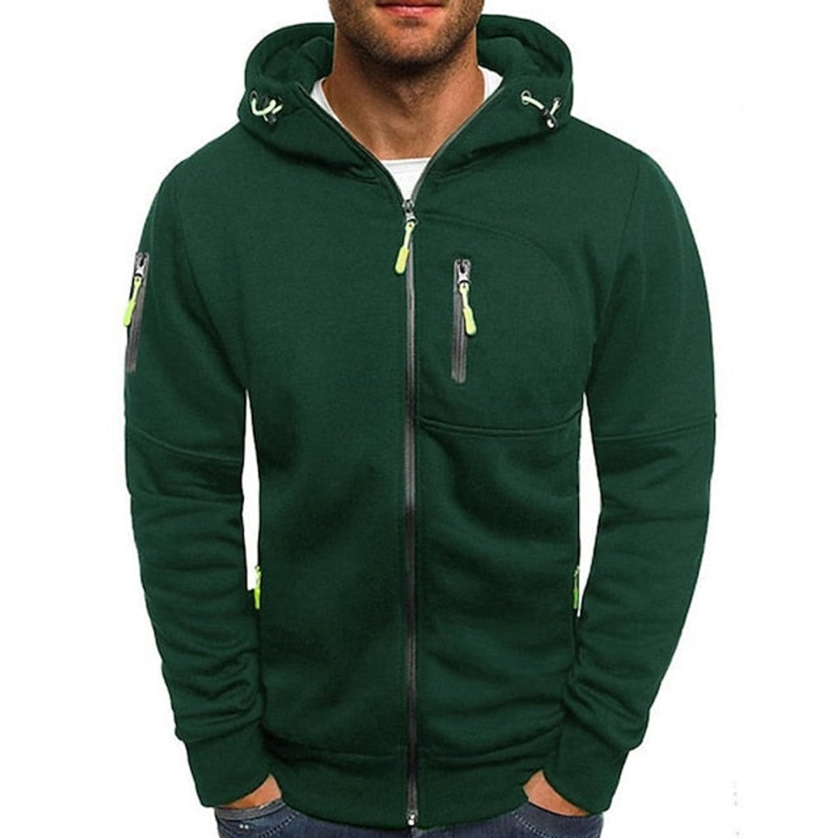 Men's Full-Zip Fleece Hoodie – Green