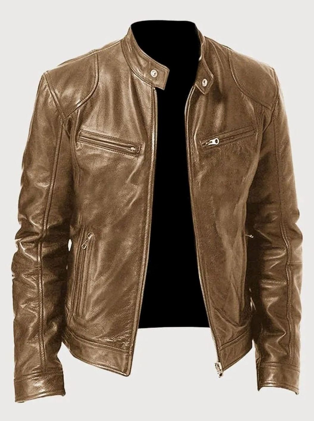 Men's Full-Zip Stand Collar Biker Jacket – view 2
