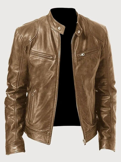 Men's Full-Zip Stand Collar Biker Jacket – view 2