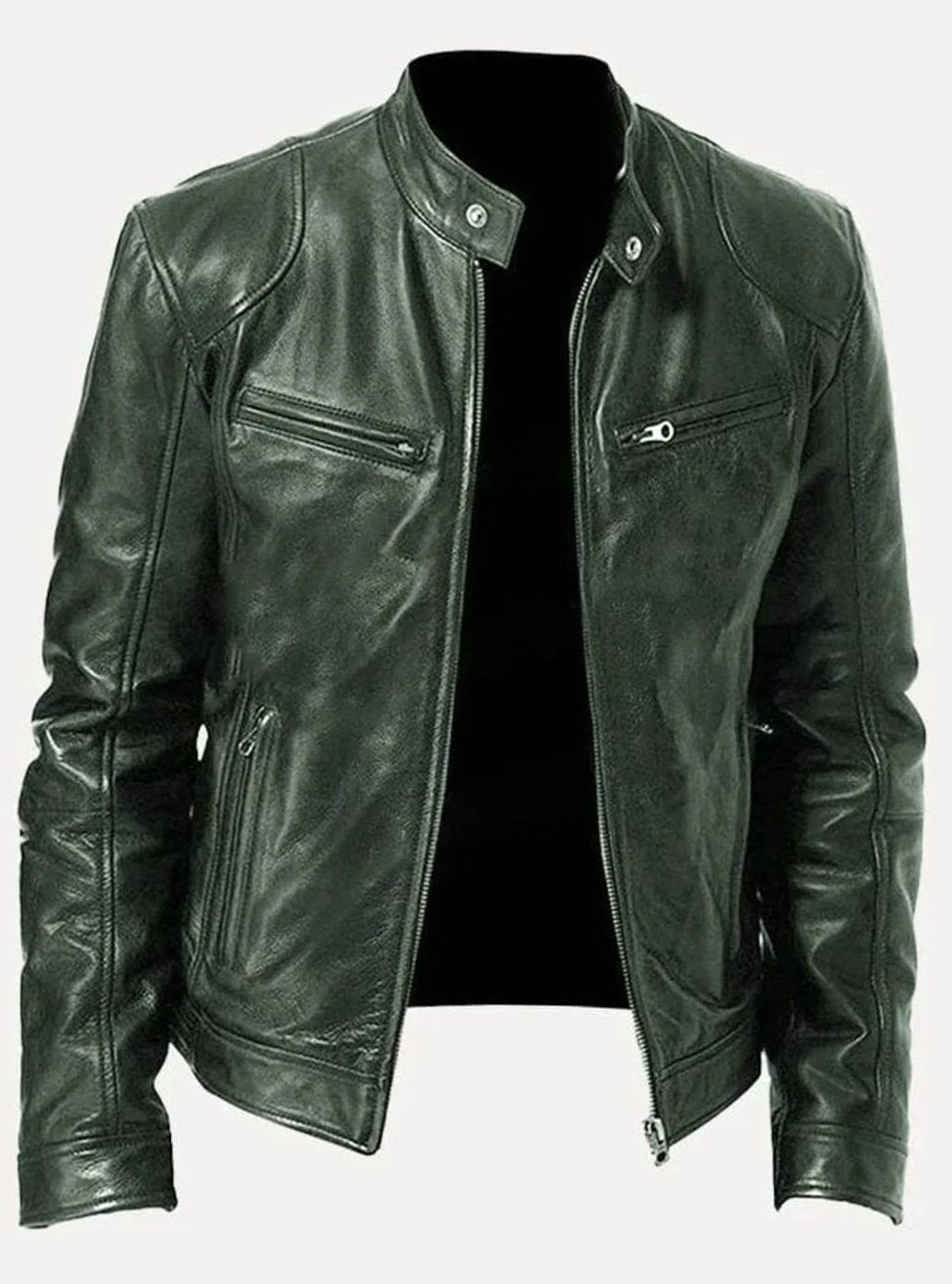 Men's Full-Zip Stand Collar Biker Jacket – view 3