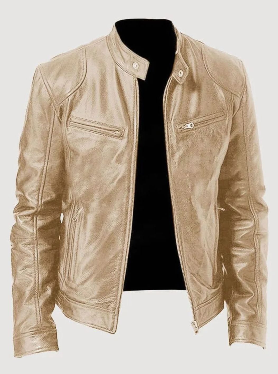 Men's Full-Zip Stand Collar Biker Jacket – view 6