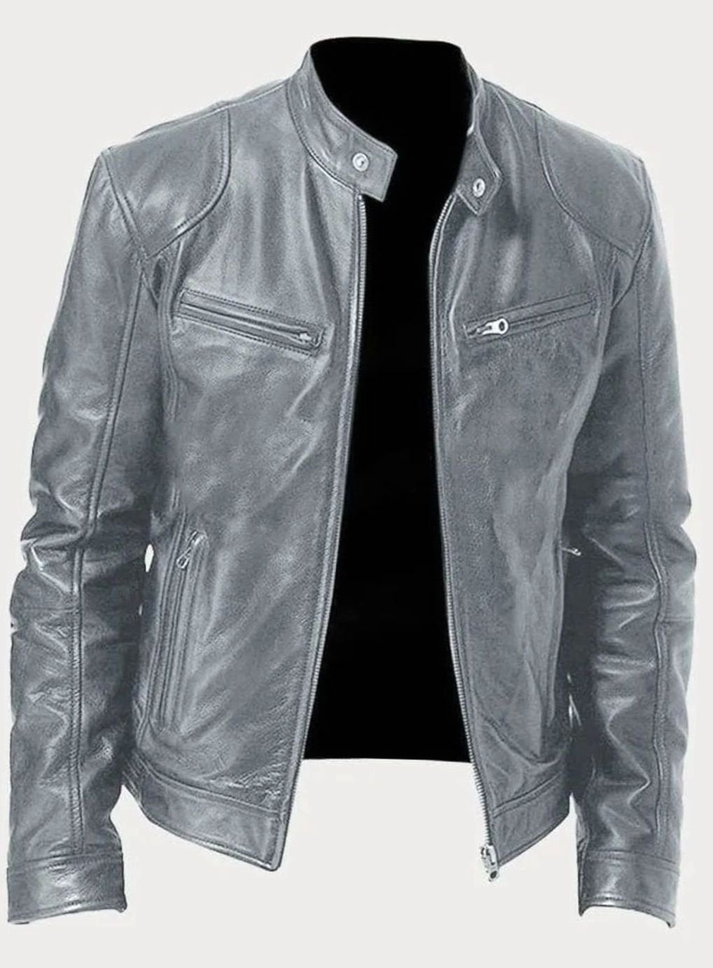 Men's Full-Zip Stand Collar Biker Jacket – view 7