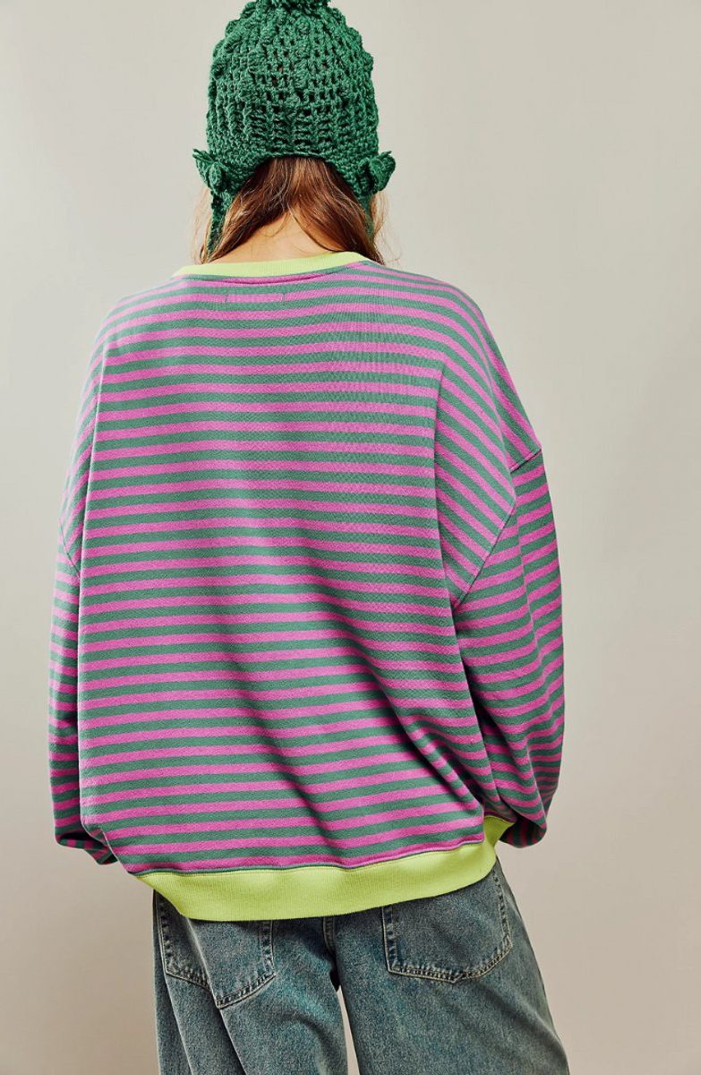 Women's Stripe-Detail Loose-Fit Knit Pullover – view 10