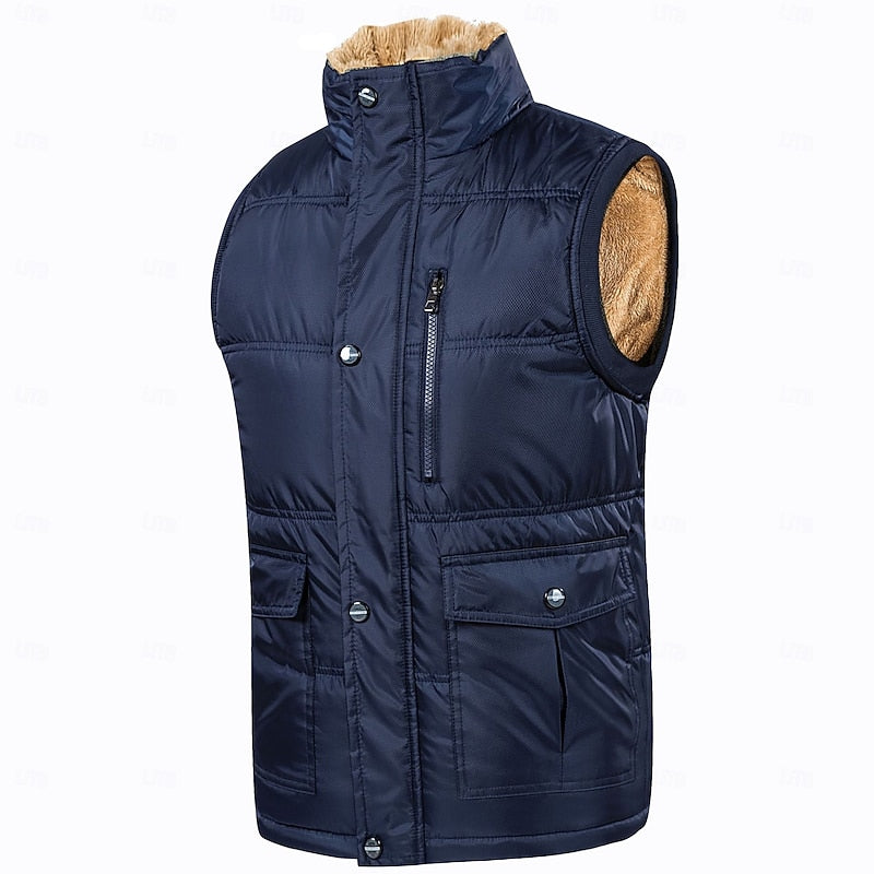 Men's Sherpa-Backed Puffer Vest – Blue