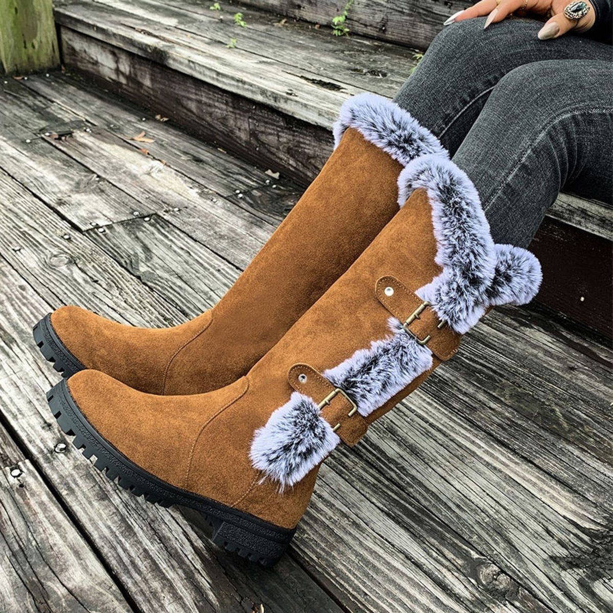 Women's Faux Suede-Finish Knee High Boots – view 1