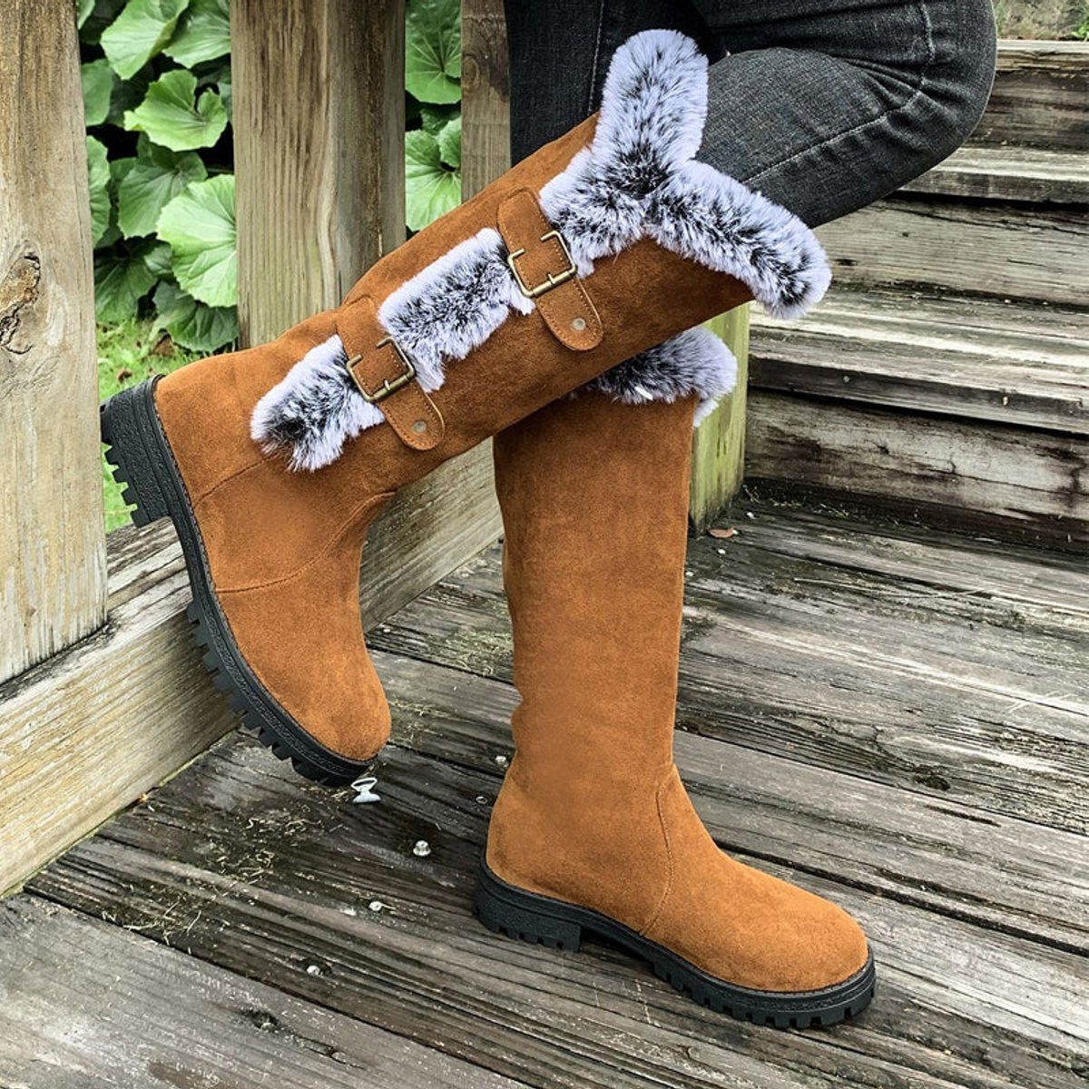 Women's Faux Suede-Finish Knee High Boots – view 4