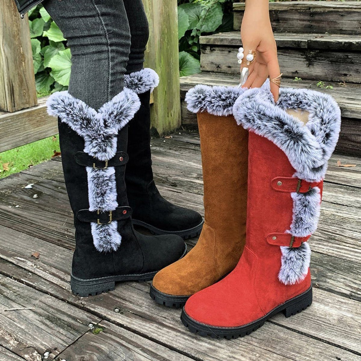 Women's Faux Suede-Finish Knee High Boots – view 3