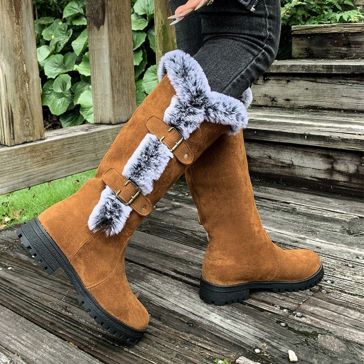 Women's Faux Suede-Finish Knee High Boots – view 5