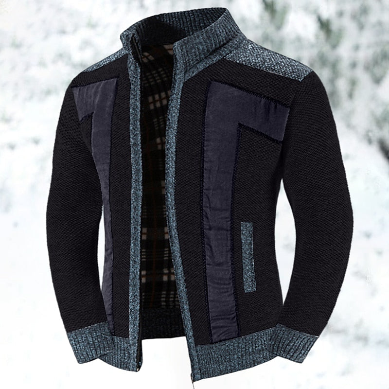 Men's Color-Block Lined Zip-Front Knit Cardigan – view 3