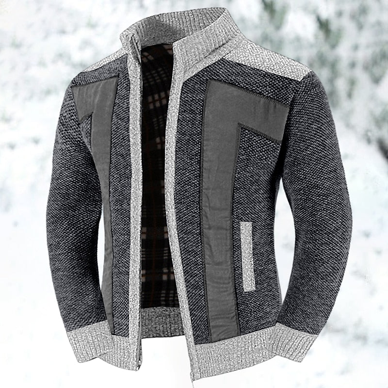 Men's Color-Block Lined Zip-Front Knit Cardigan – view 5