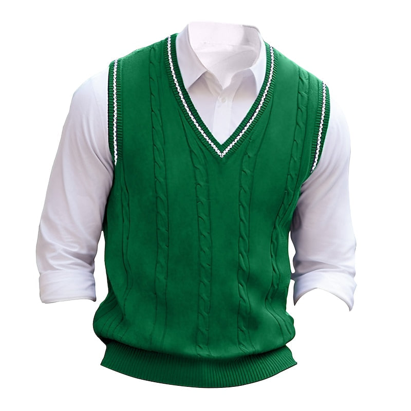 Men's Cable-Stitch V-Neckline Sweater Vest – view 7
