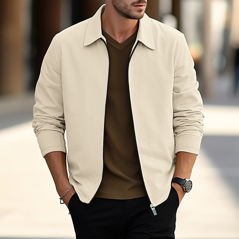 Men's Light-Weight Lapel Overshirt Jacket – Khaki