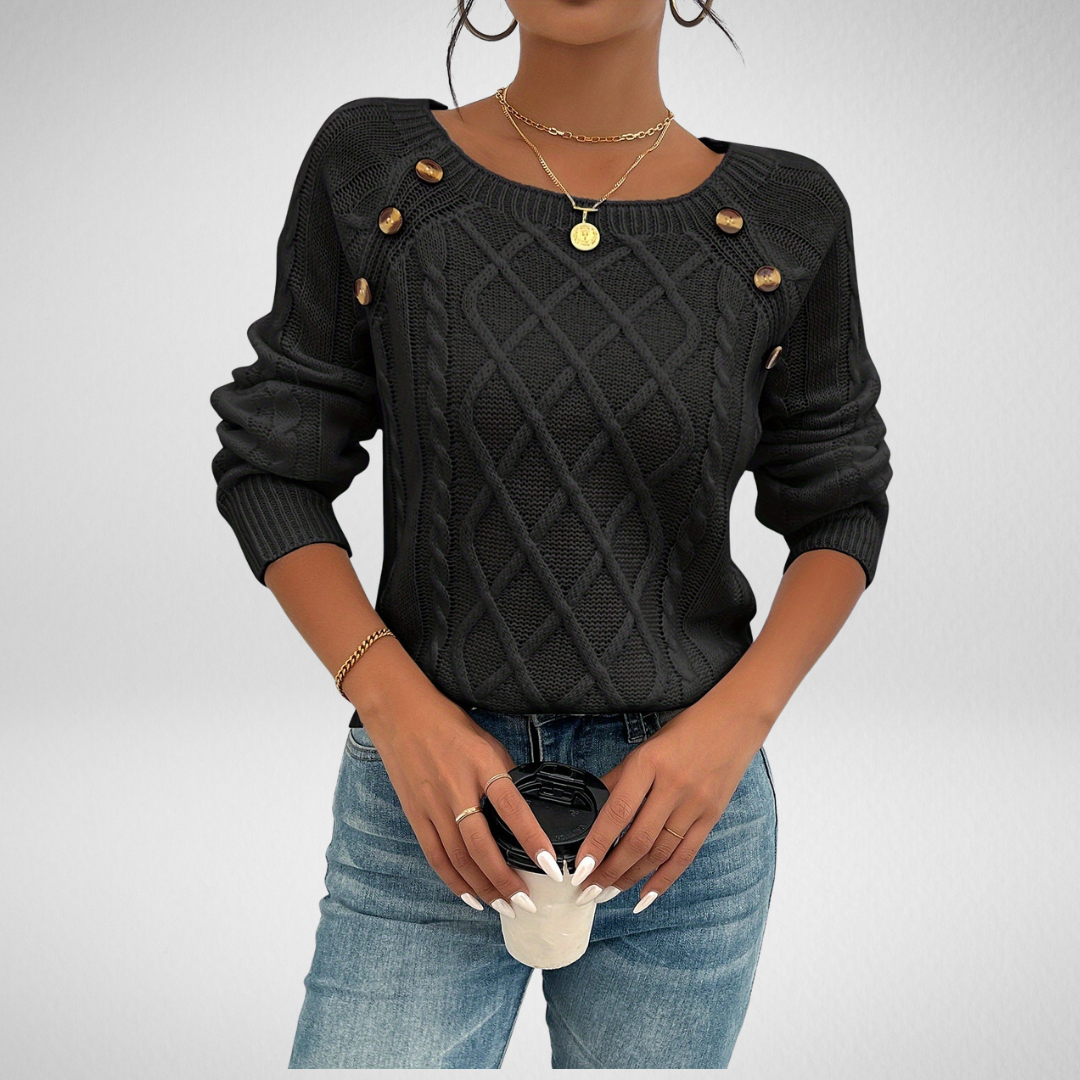 Women's Cable-Stitch Pullover with Shoulder Buttons – view 1