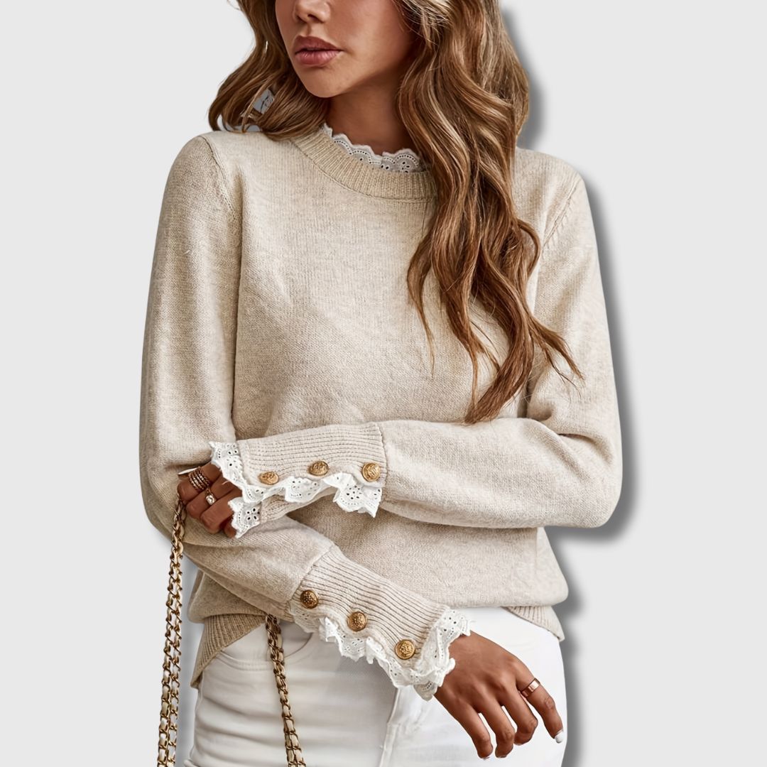 Women's Lace-Detail Trim Knit Pullover – view 4