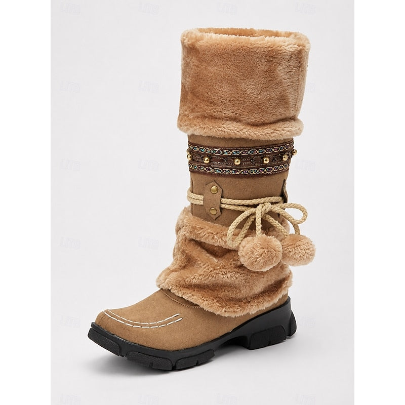 Women's Plush-Fur Cuff Boho Cold-Weather Boots – view 4