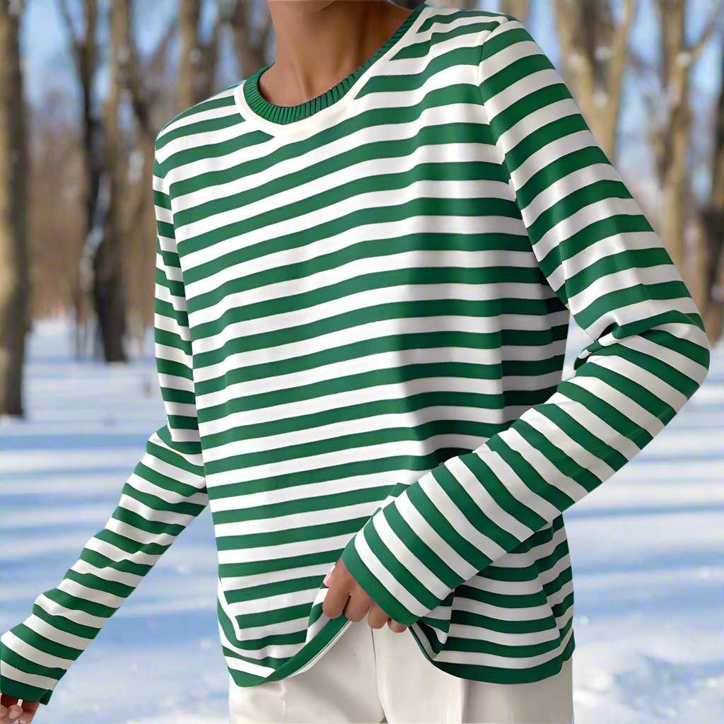 Women's Print-Detail Long-Sleeve Top – Green