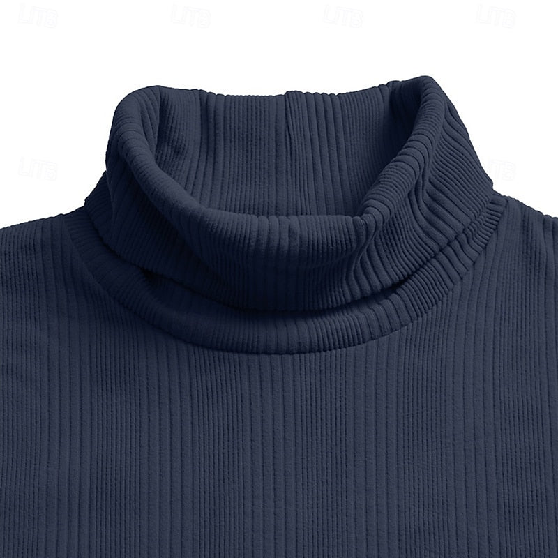Men's Rib-Knit Texture Slim-Cut Fit Roll-Neck Knit Pullover – view 5