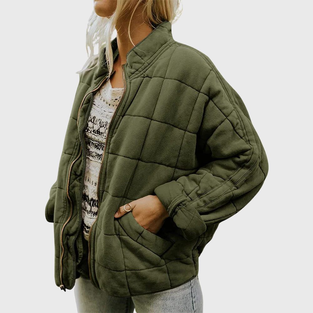 Women's Padded Relaxed-Fit Bomber Jacket – Green