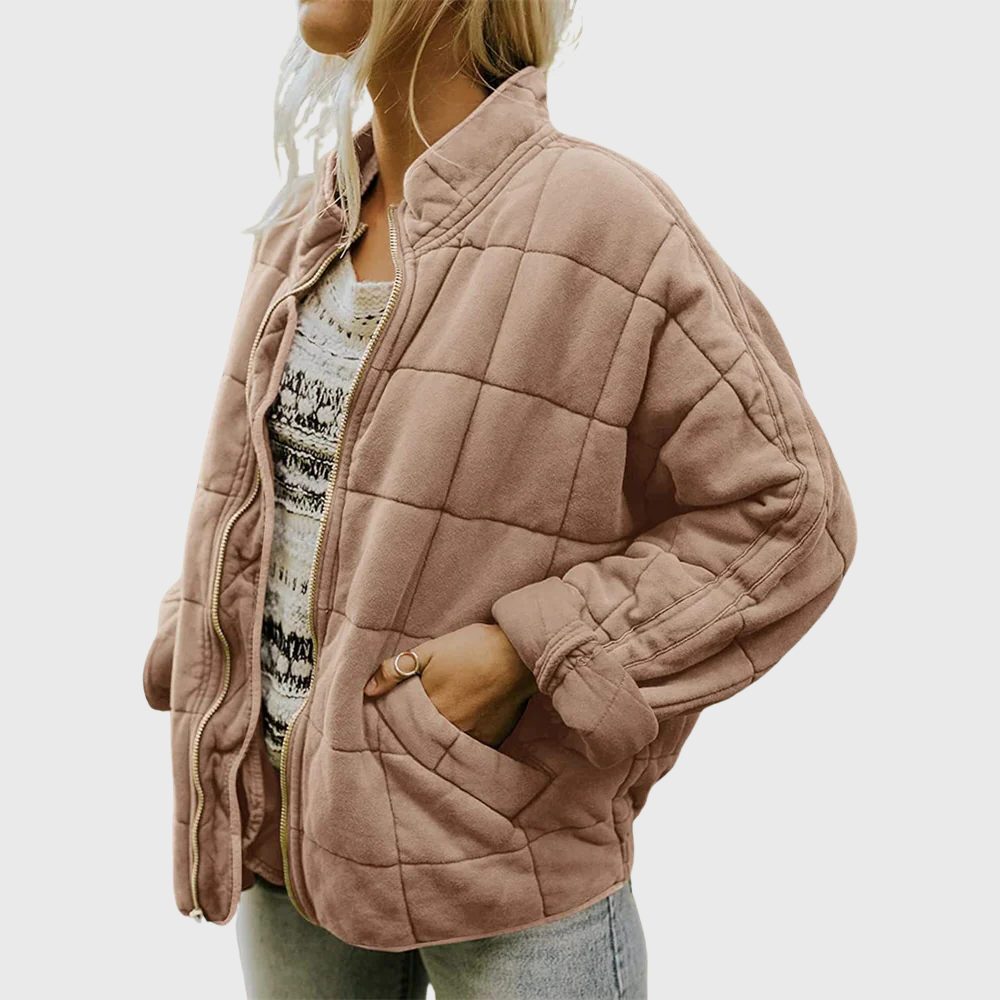 Women's Padded Relaxed-Fit Bomber Jacket – Khaki