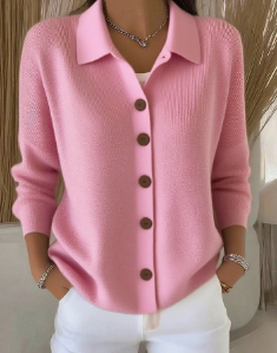 Women's Plush Knit Button-Up Collar Knit Cardigan – view 4