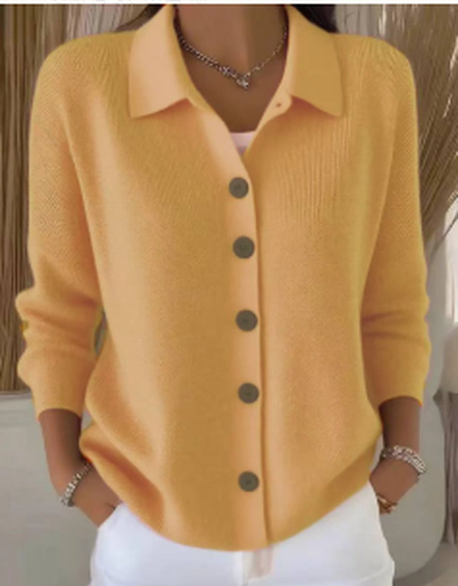 Women's Plush Knit Button-Up Collar Knit Cardigan – view 5