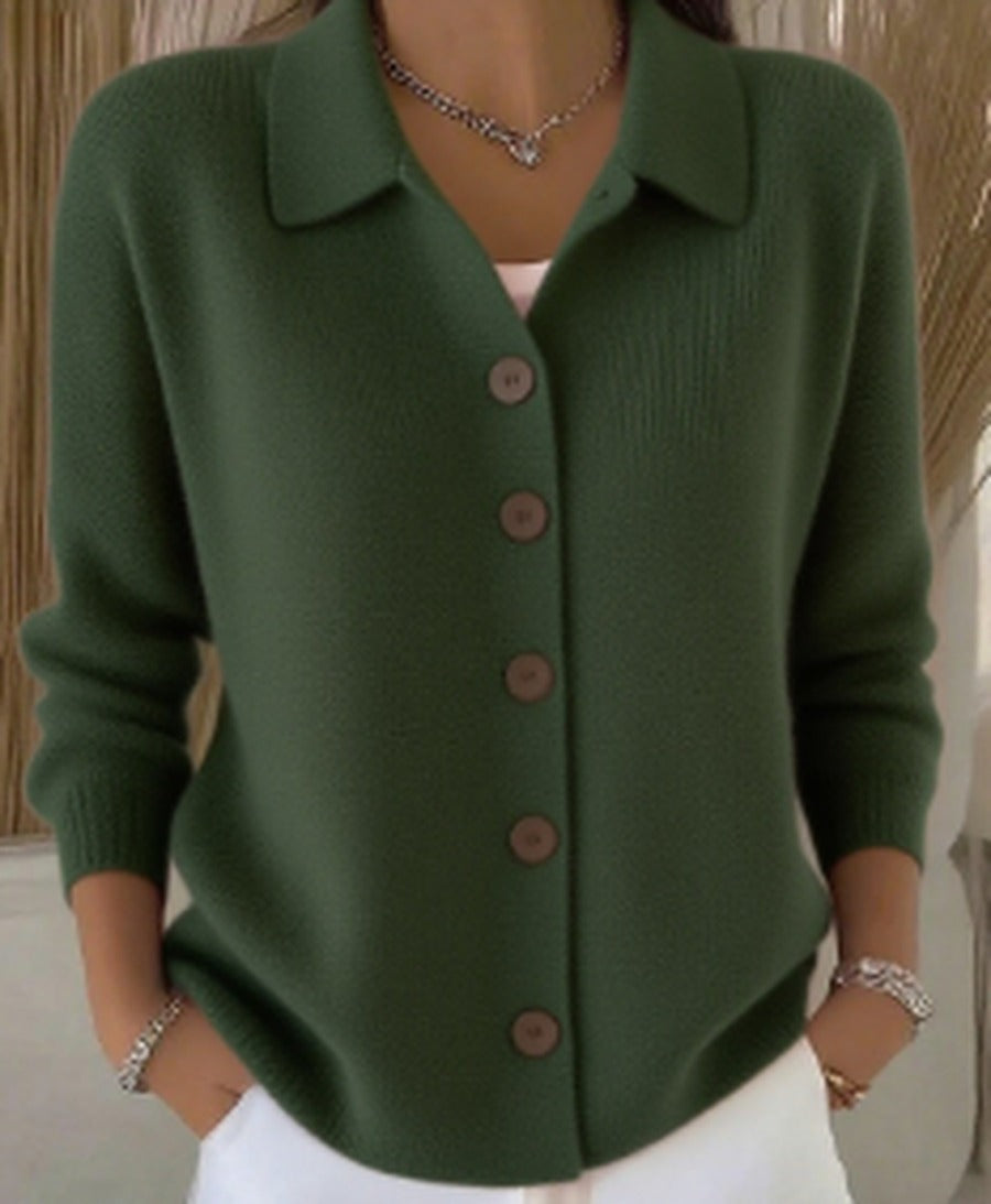 Women's Plush Knit Button-Up Collar Knit Cardigan – view 6