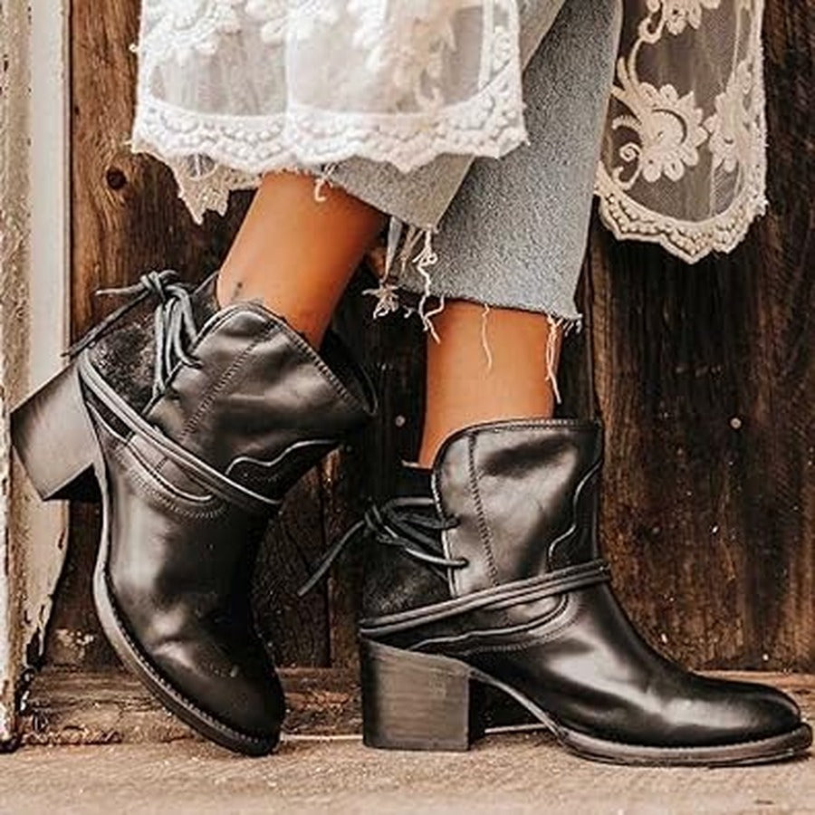 Women's Western Laced Block-Heel Booties – view 2