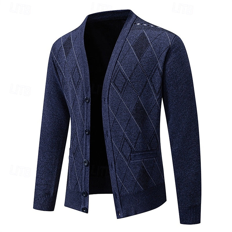 Men's Argyle V-Neckline Button Knit Cardigan – view 3