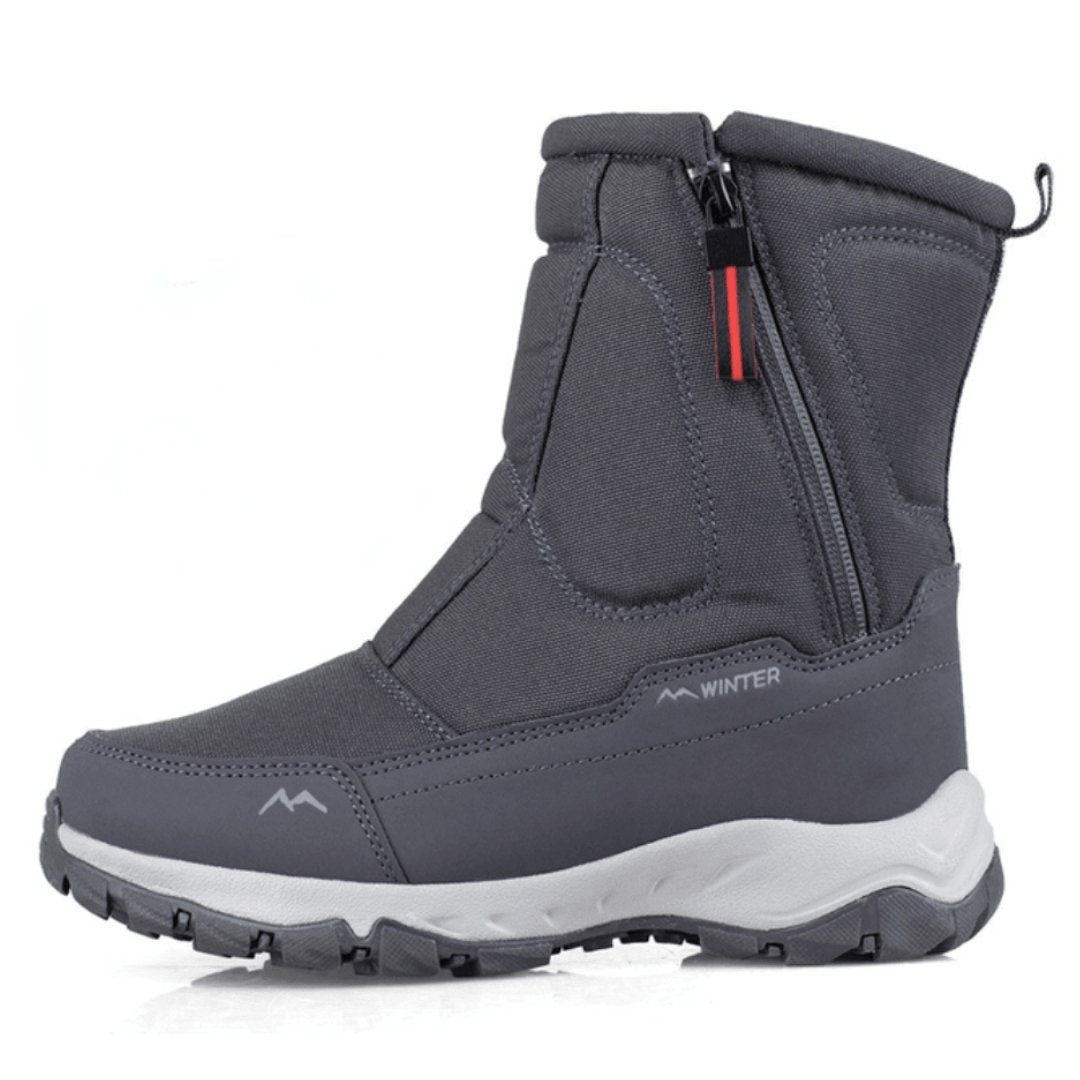 Men's Thermal-Lined Side-Zip Anti-Slip Cold-Weather Boots – Gray