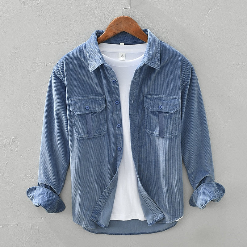 Men's Textured Two-Pocket Button-Up Overshirt for Layering – view 3