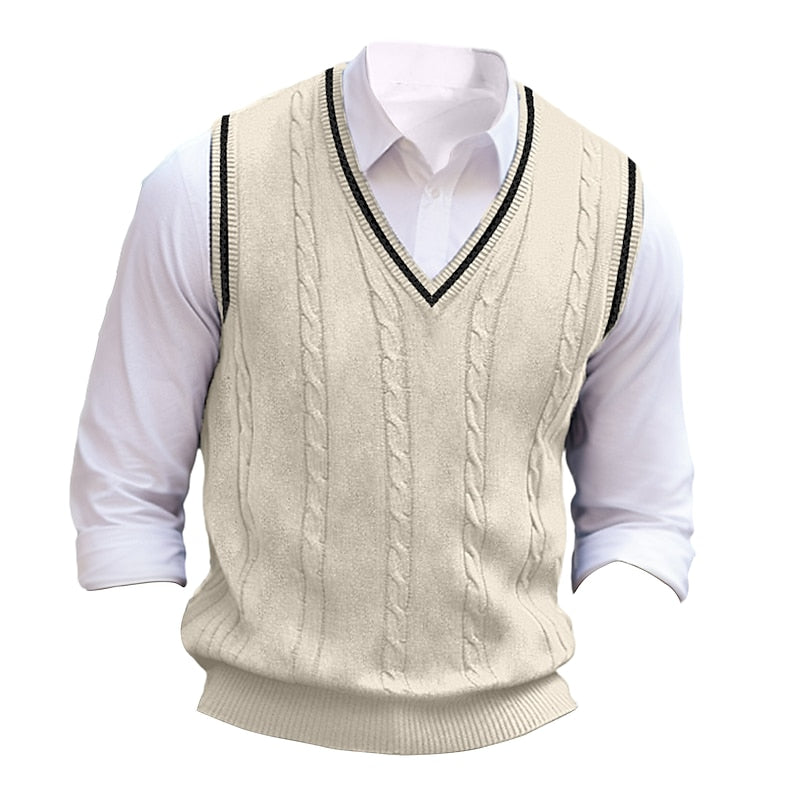 Men's Cable-Stitch V-Neckline Sweater Vest – view 8