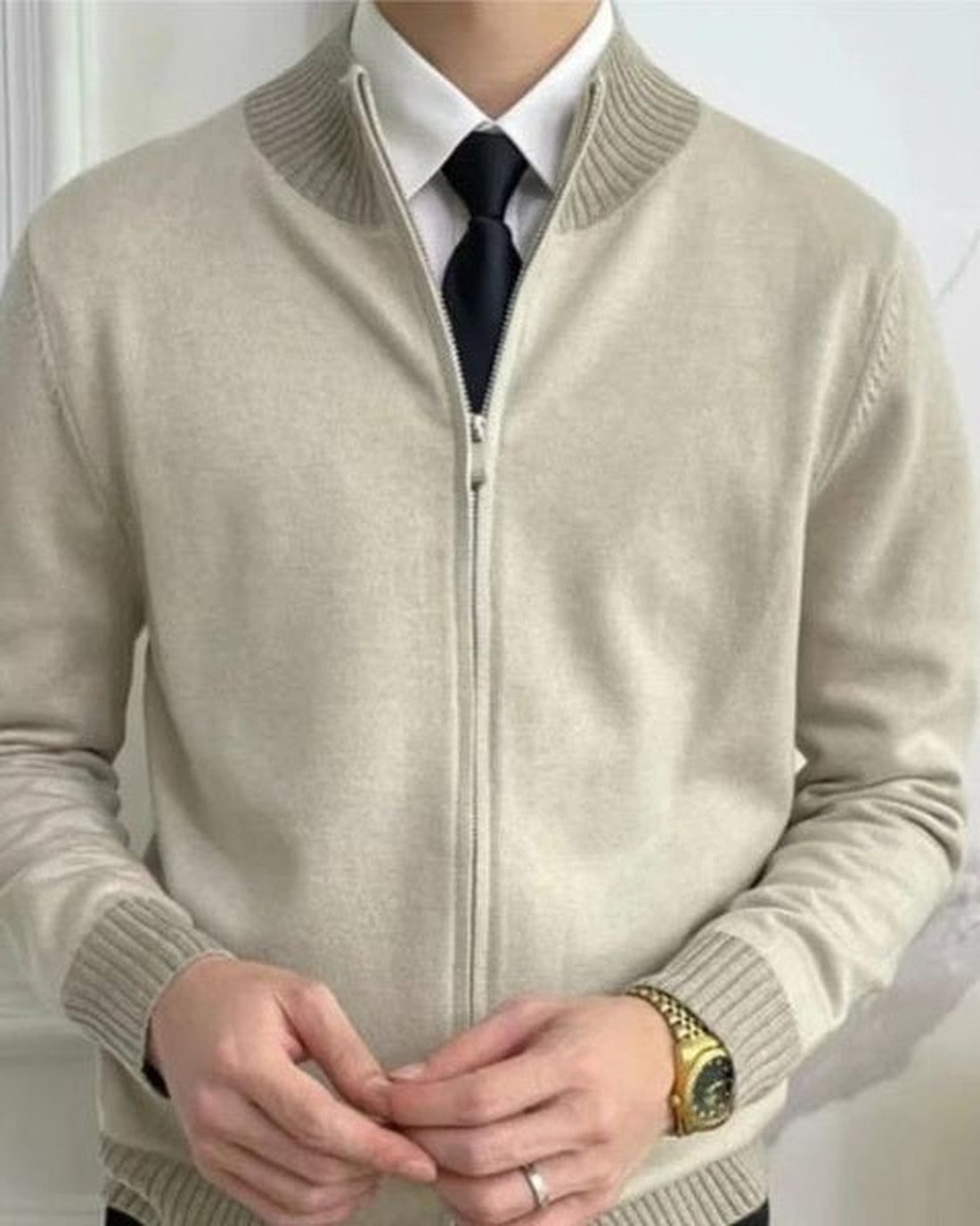 Men's Zip-Front Rib-Knit Trim Knit Cardigan – view 4