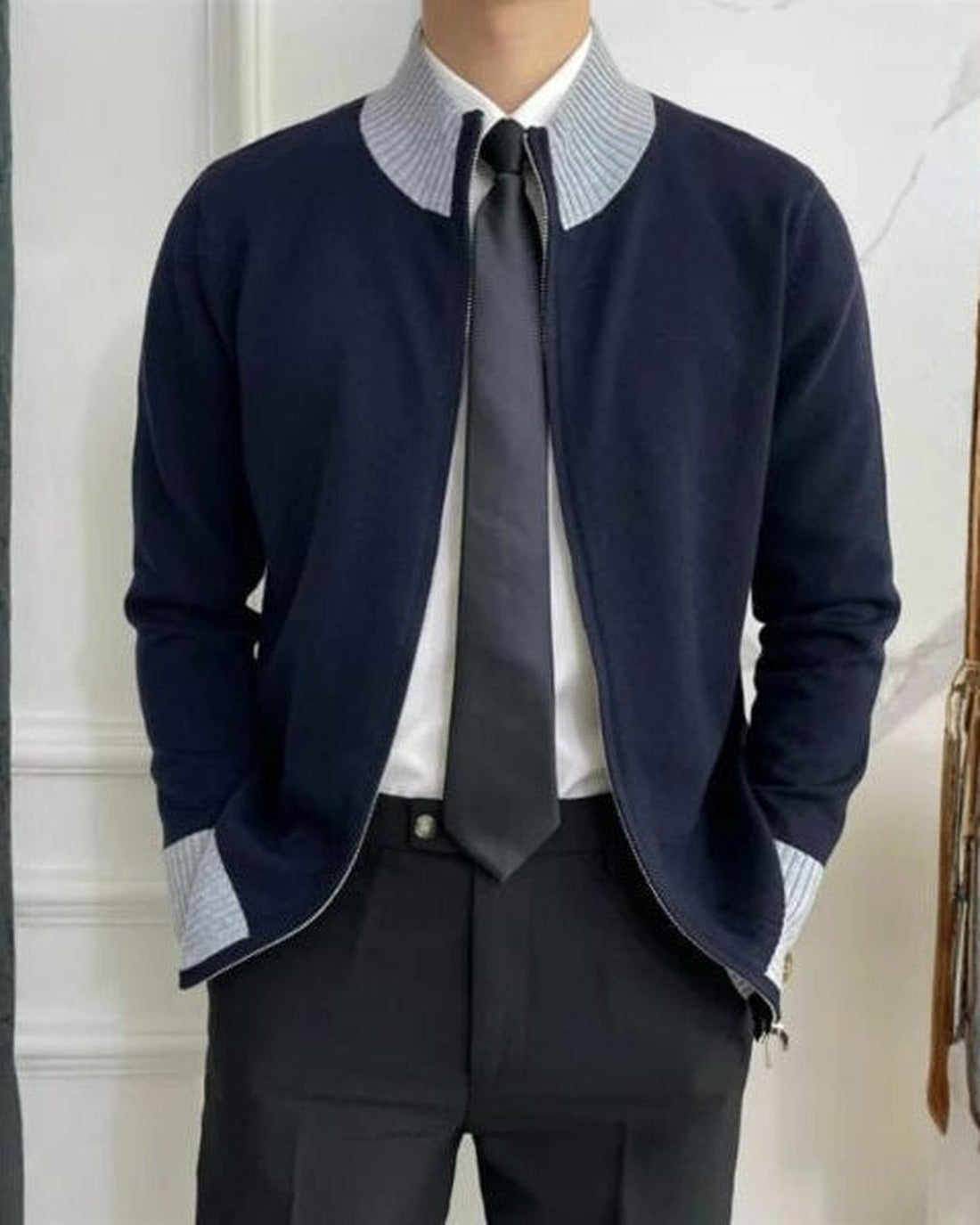 Men's Zip-Front Rib-Knit Trim Knit Cardigan – view 6