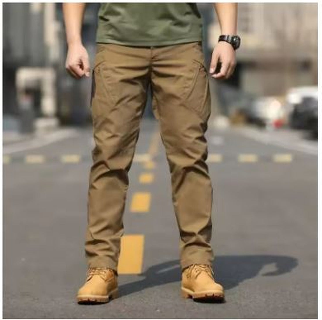 Men's Reinforced-Knee Straight-Cut Cargo Pants – Brown