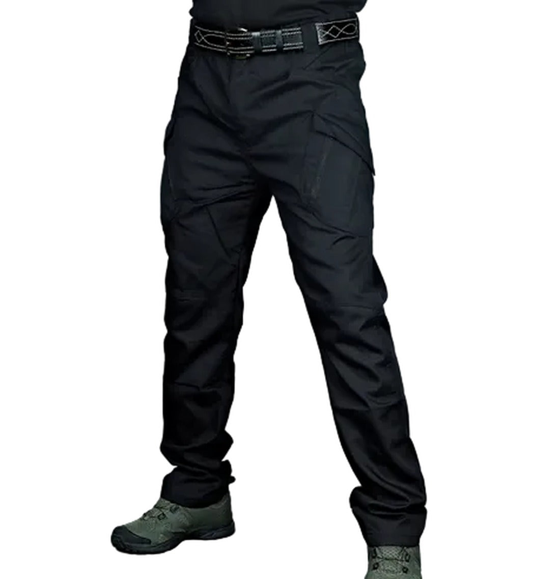 Men's Water-Repellent Zippered-Pocket Cargo Pants for Hiking – Black