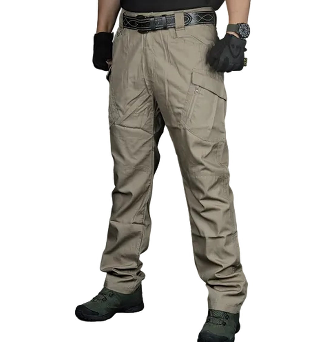 Men's Water-Repellent Zippered-Pocket Cargo Pants for Hiking – Brown