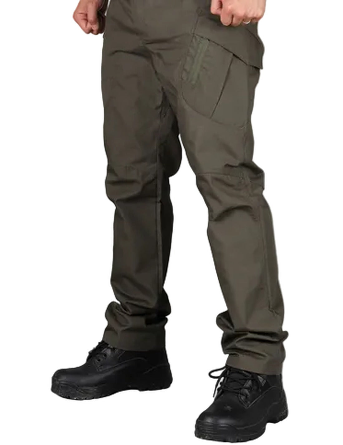 Men's Water-Repellent Zippered-Pocket Cargo Pants for Hiking – Olive Green