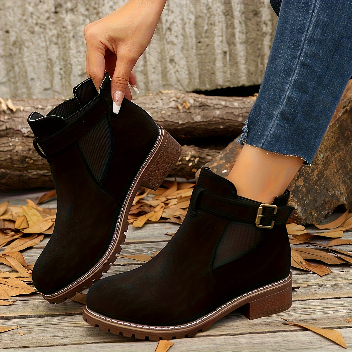 Women's Chelsea Booties with Buckle Strap – view 2
