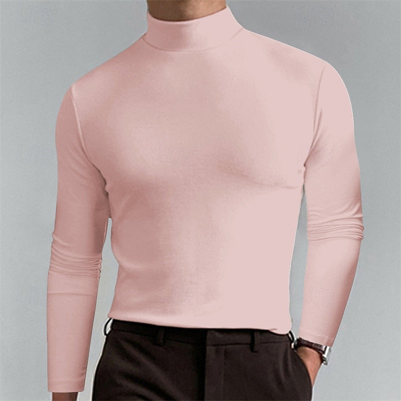 Men's Timeless Fit Roll-Neck Knit Pullover – Apricot