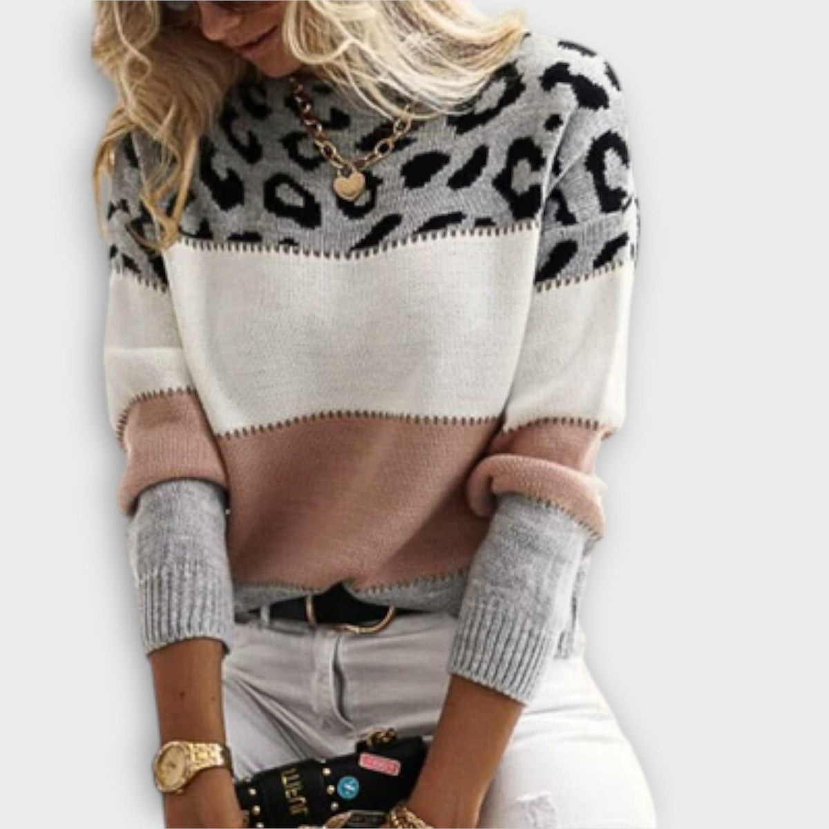Women's Leopard Print Crewneck Knit Pullover – view 5
