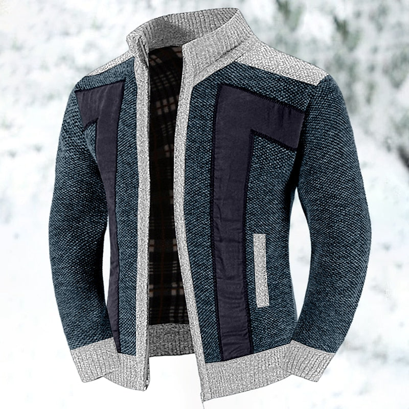 Men's Color-Block Lined Zip-Front Knit Cardigan – view 4
