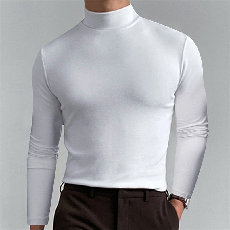 Men's Timeless Fit Roll-Neck Knit Pullover – White