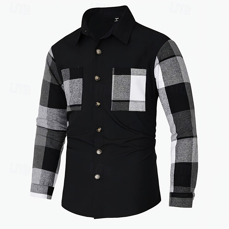 Men's Patchwork Contrast-Panel Shirt Jacket for Weekends – view 2