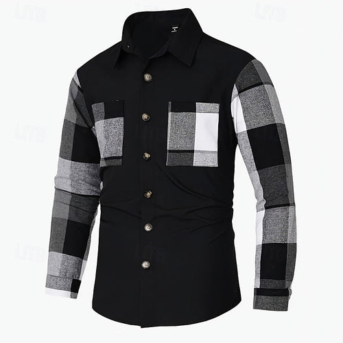 Men's Patchwork Contrast-Panel Shirt Jacket for Weekends – view 2