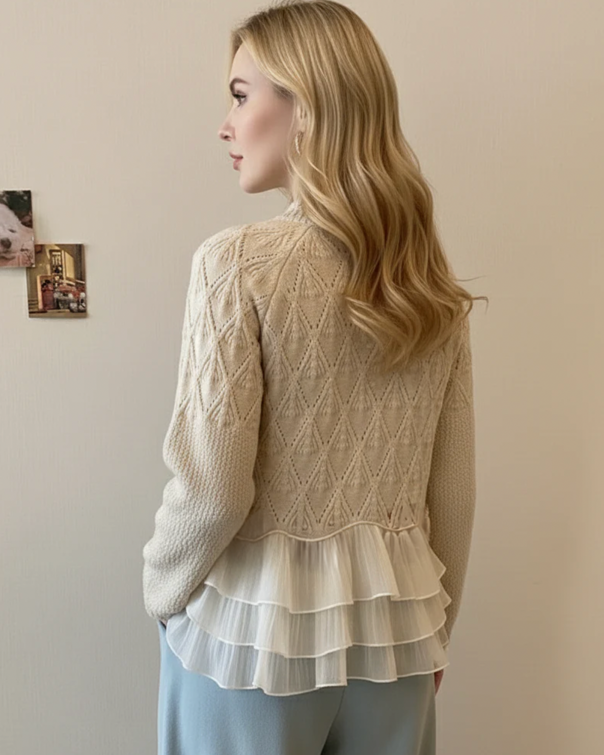 Women's Cable-Stitch Ruffle Hem Pullover – view 2