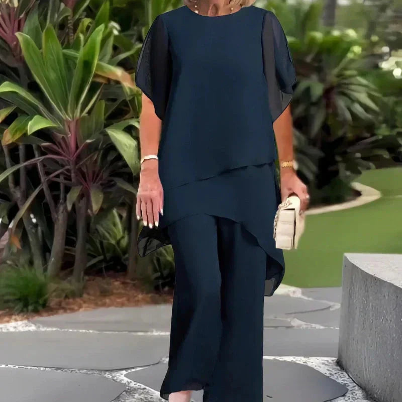 Women's Draped Palazzo Pants and Two-Piece Set with Top – view 2