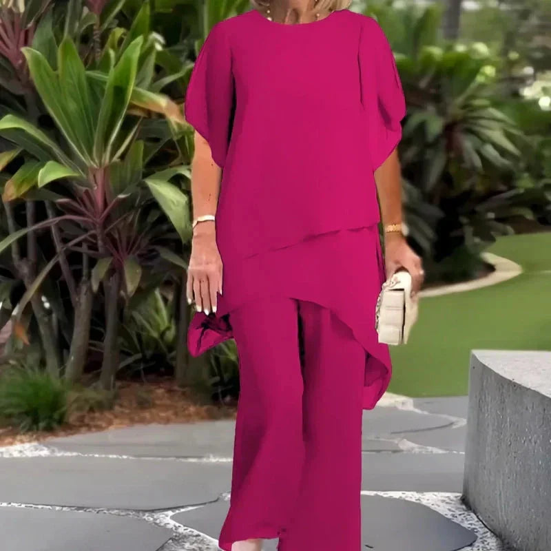 Women's Draped Palazzo Pants and Two-Piece Set with Top – view 6