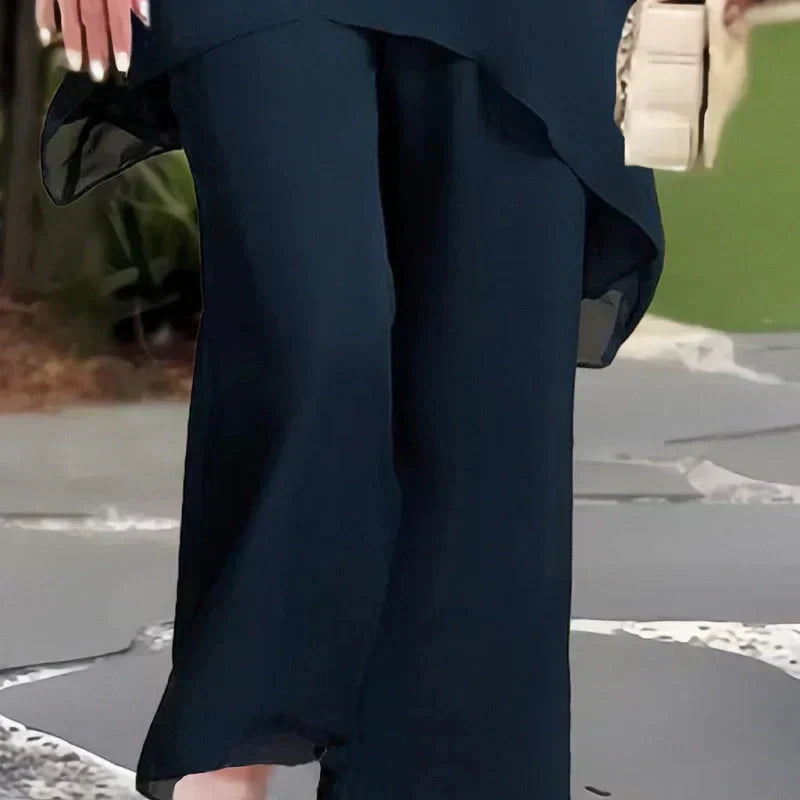 Women's Draped Palazzo Pants and Two-Piece Set with Top – view 4