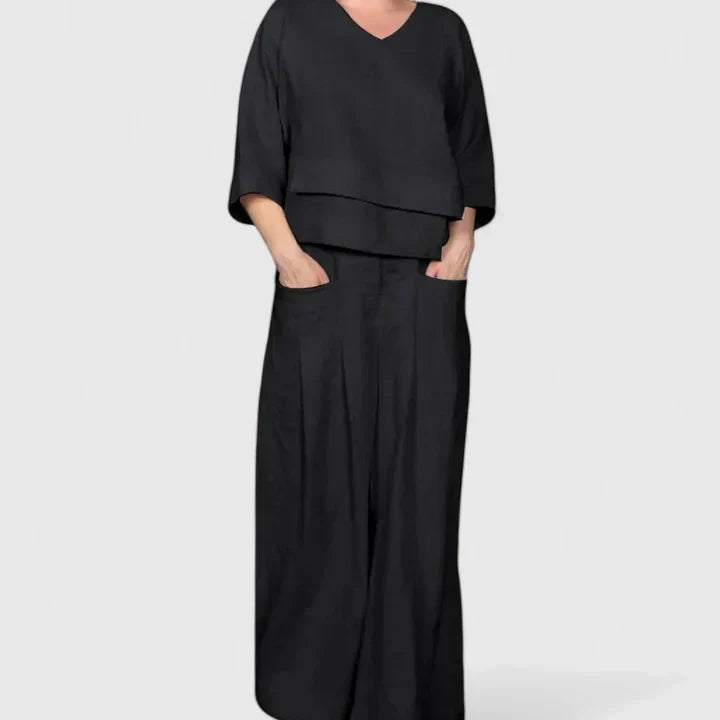 Women's Comfortable Two Piece Co-Ord Set for Weekends – Black